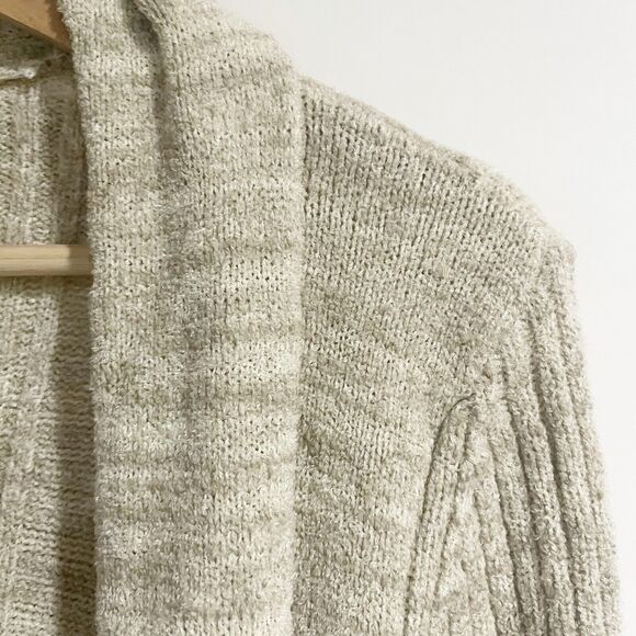 Anthropologie Women Medium Long Line Cream Beige Knit Cardigan Pockets Cozy - Picture 5 of 7